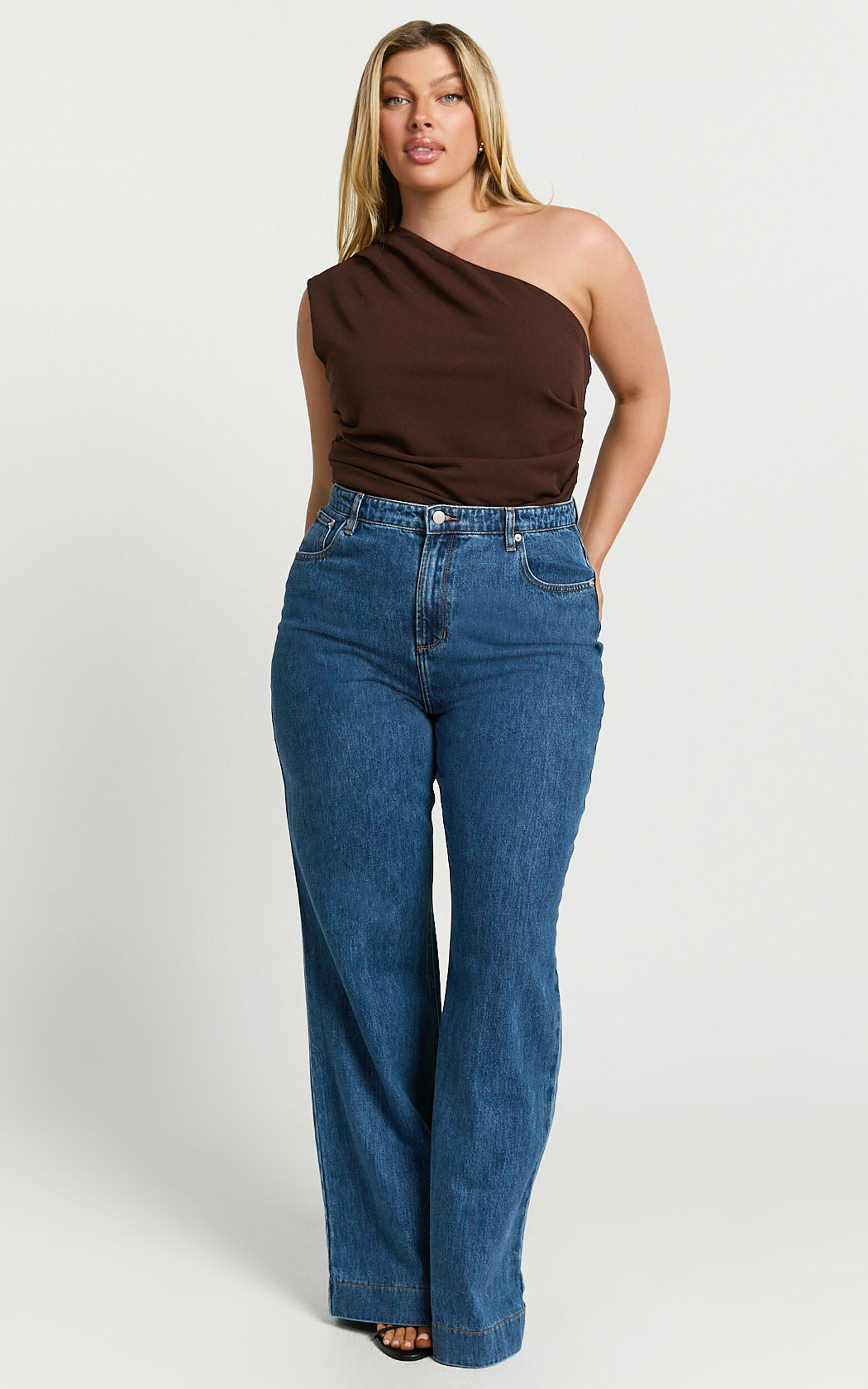 Emman Jeans - High Waisted Cotton Wide Leg Denim Jeans in