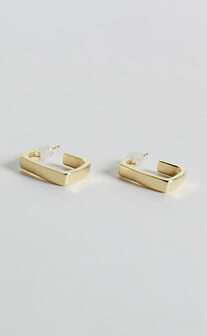 Abella Earring - Open Back Square Earring in Gold