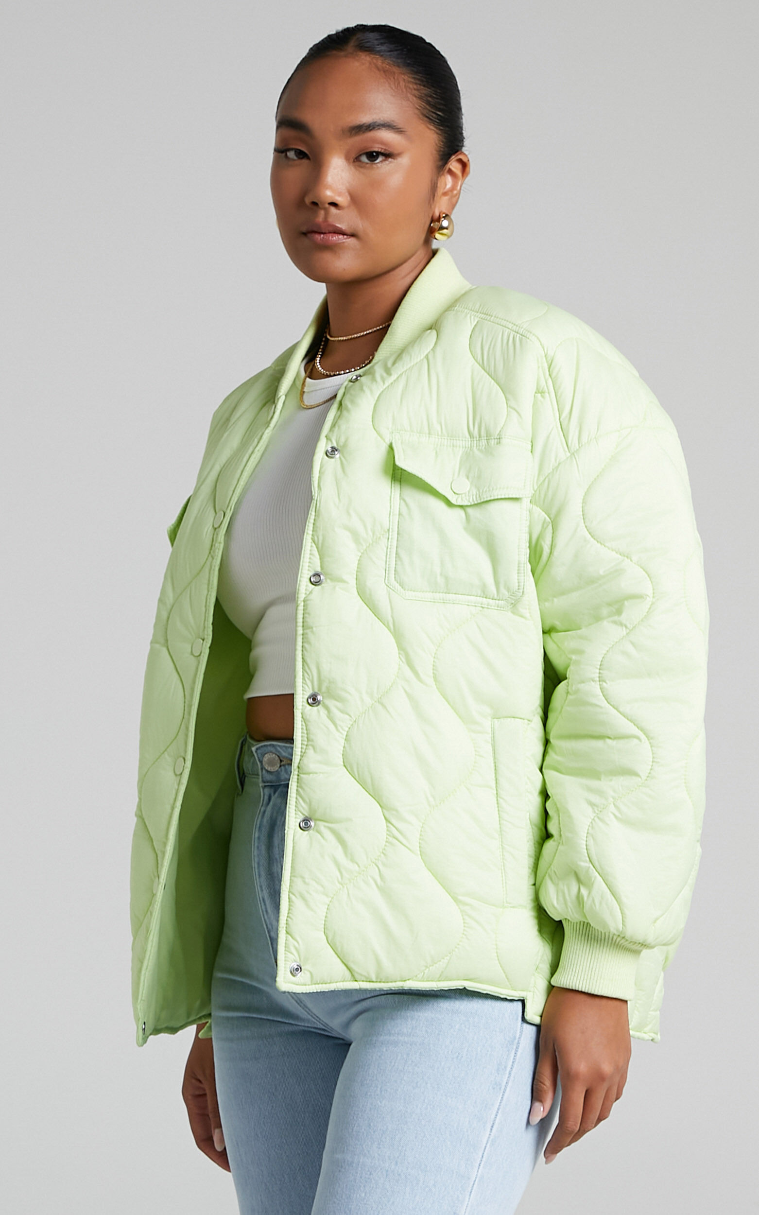 Junoo Puffer Jacket in Lime Showpo USA