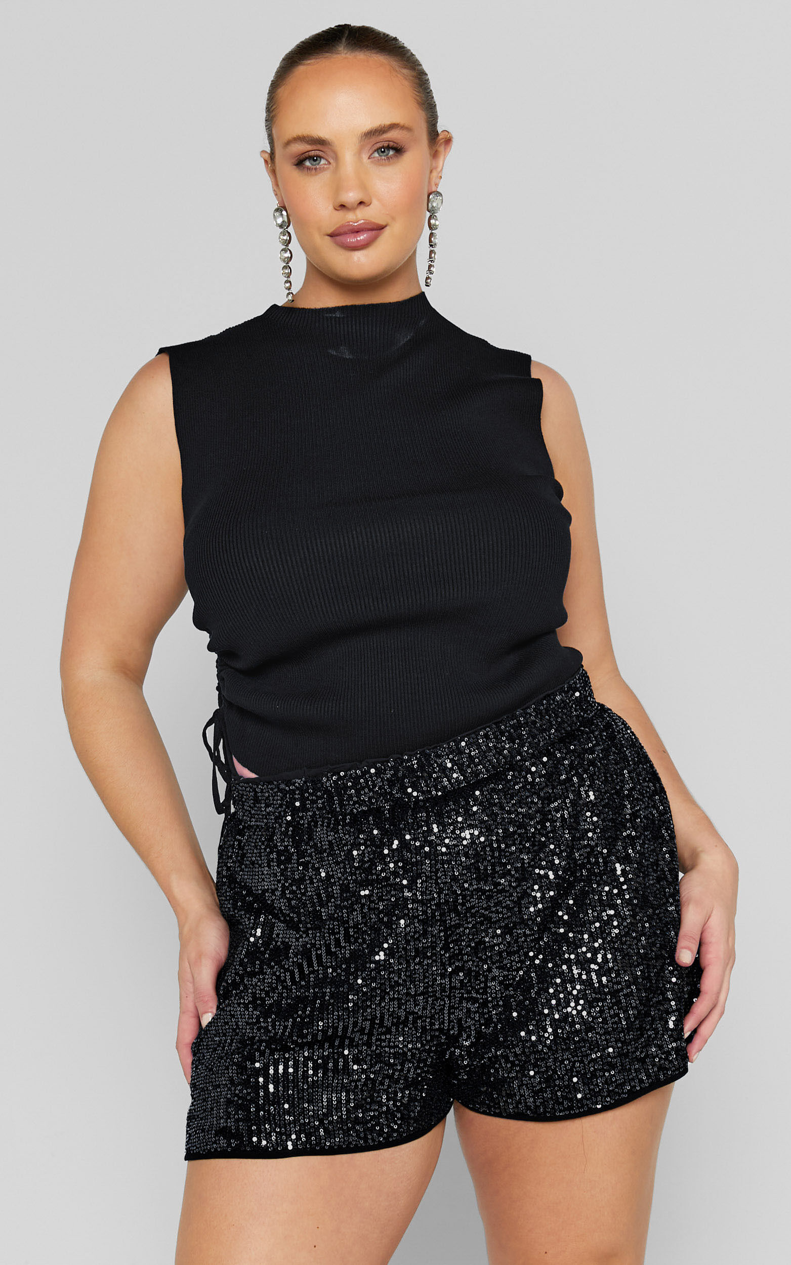 Plus size sequin shorts 2025