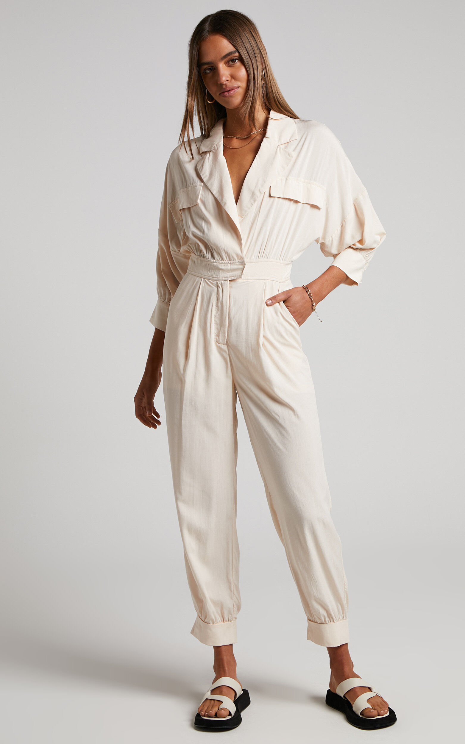 Cream silk 2025 jumpsuit