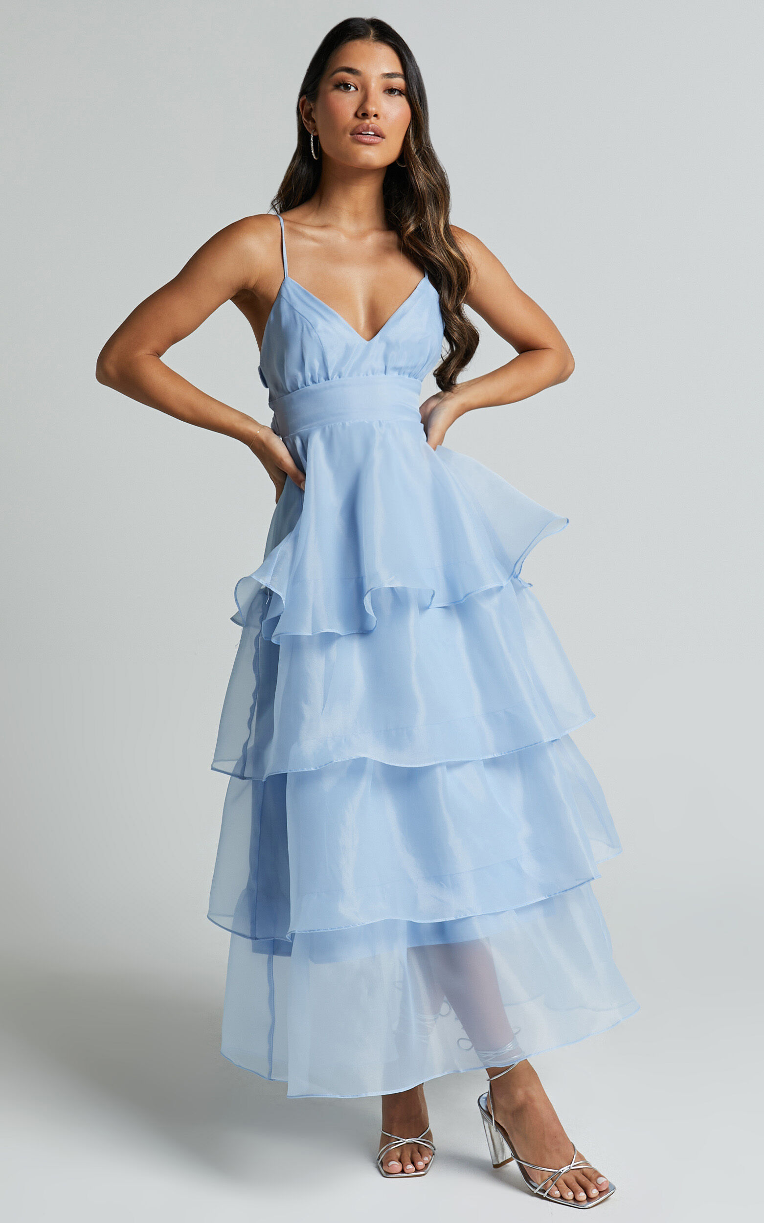 Light blue layered skirt clearance