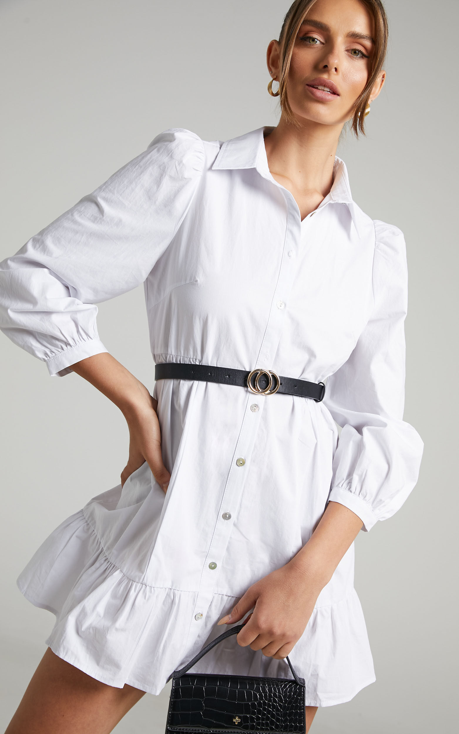 White frill hem shirt dress new arrivals
