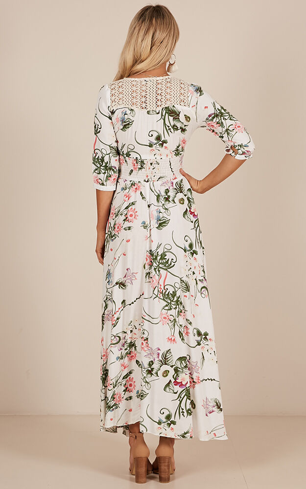Lone Traveller Maxi Dress In White Floral Showpo USA