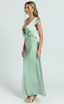 Hailey Maxi Dress - Cap Sleeve V Neck Dress in Sage