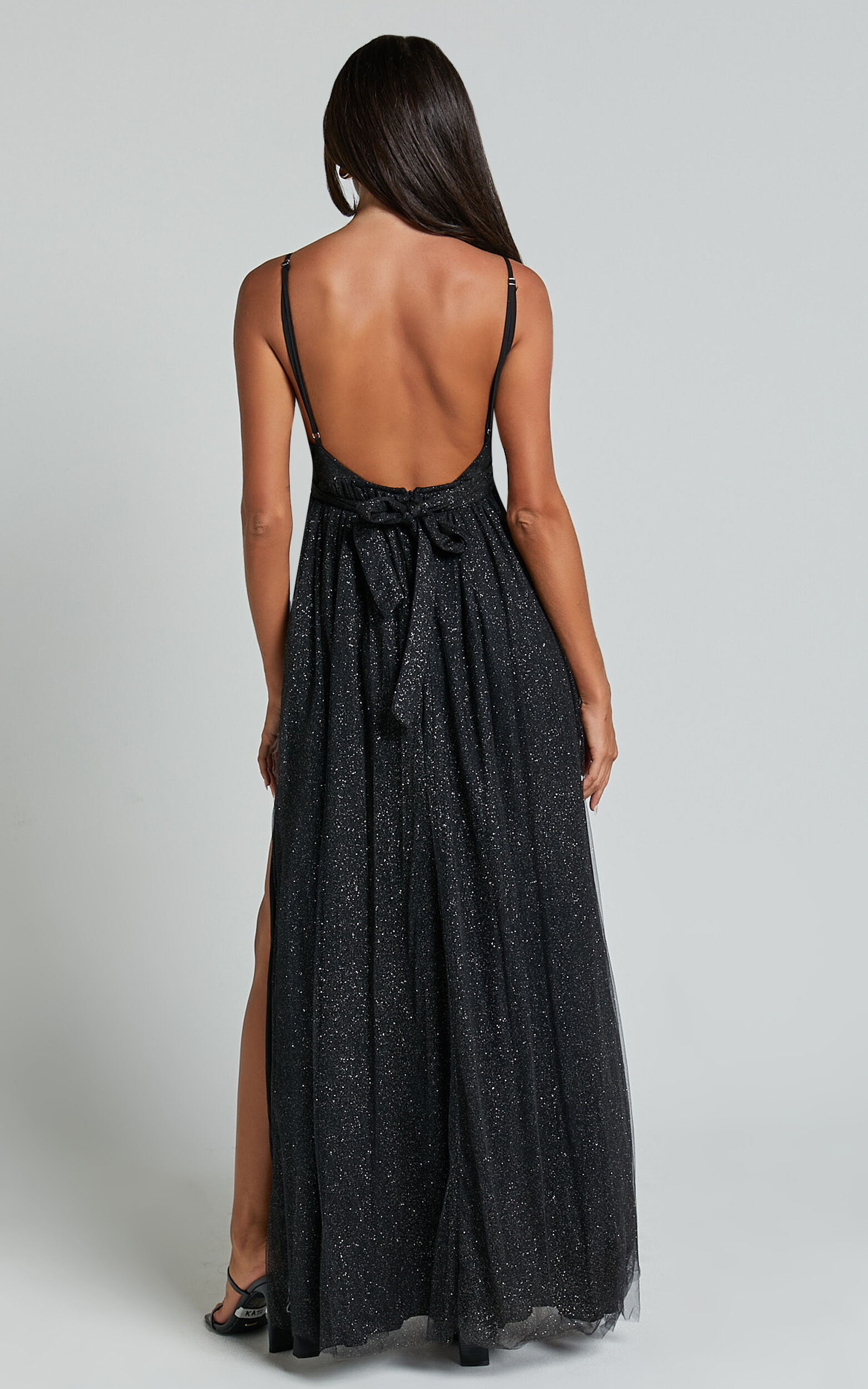 Black glitter sales plunge dress