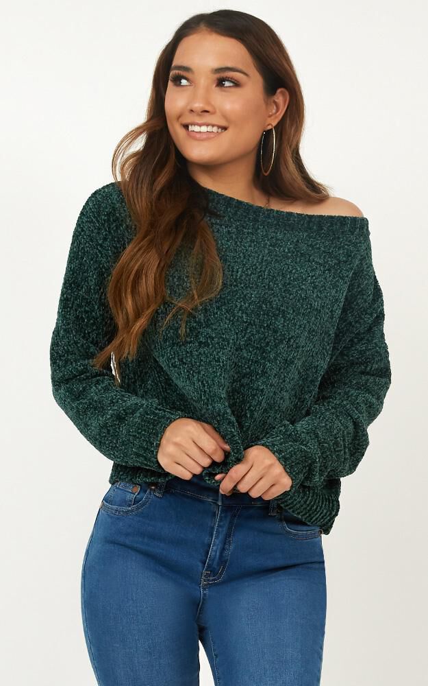 Green shop velvet sweater
