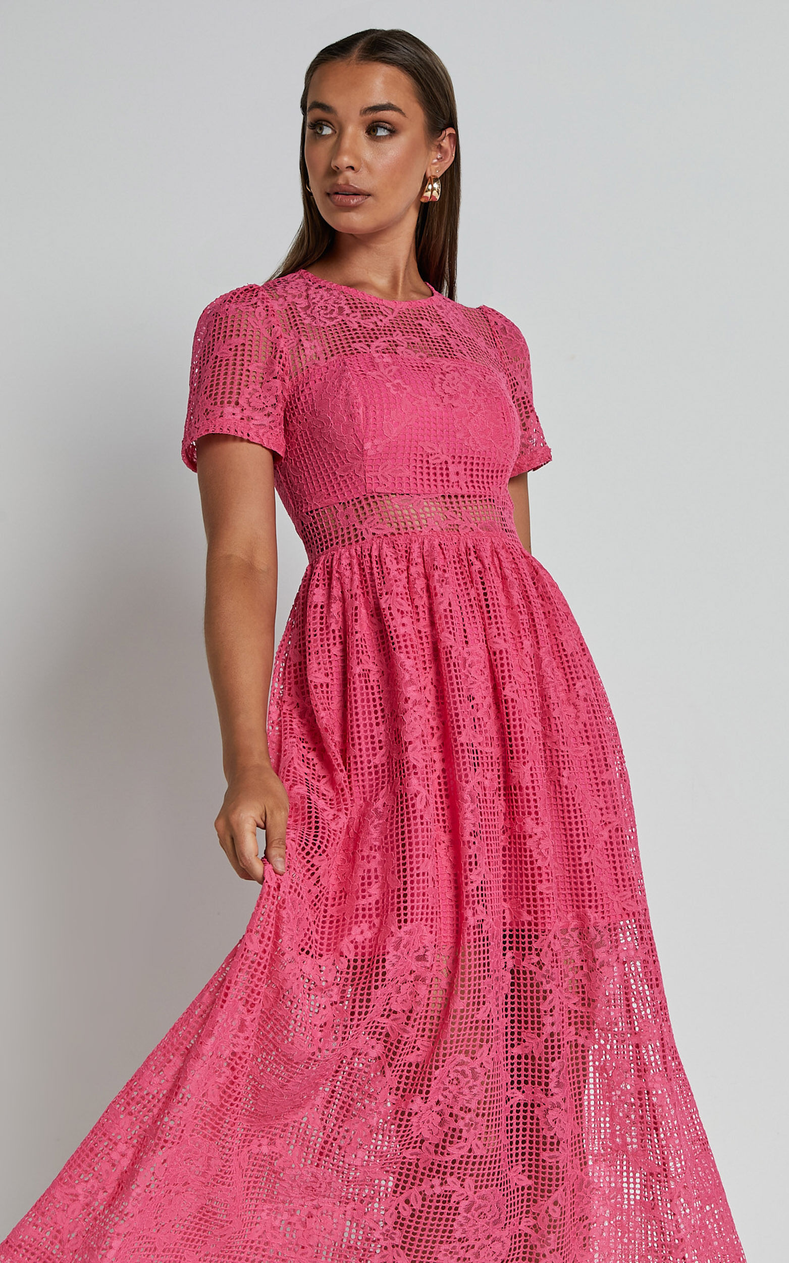 Pink short sleeve dress hot sale