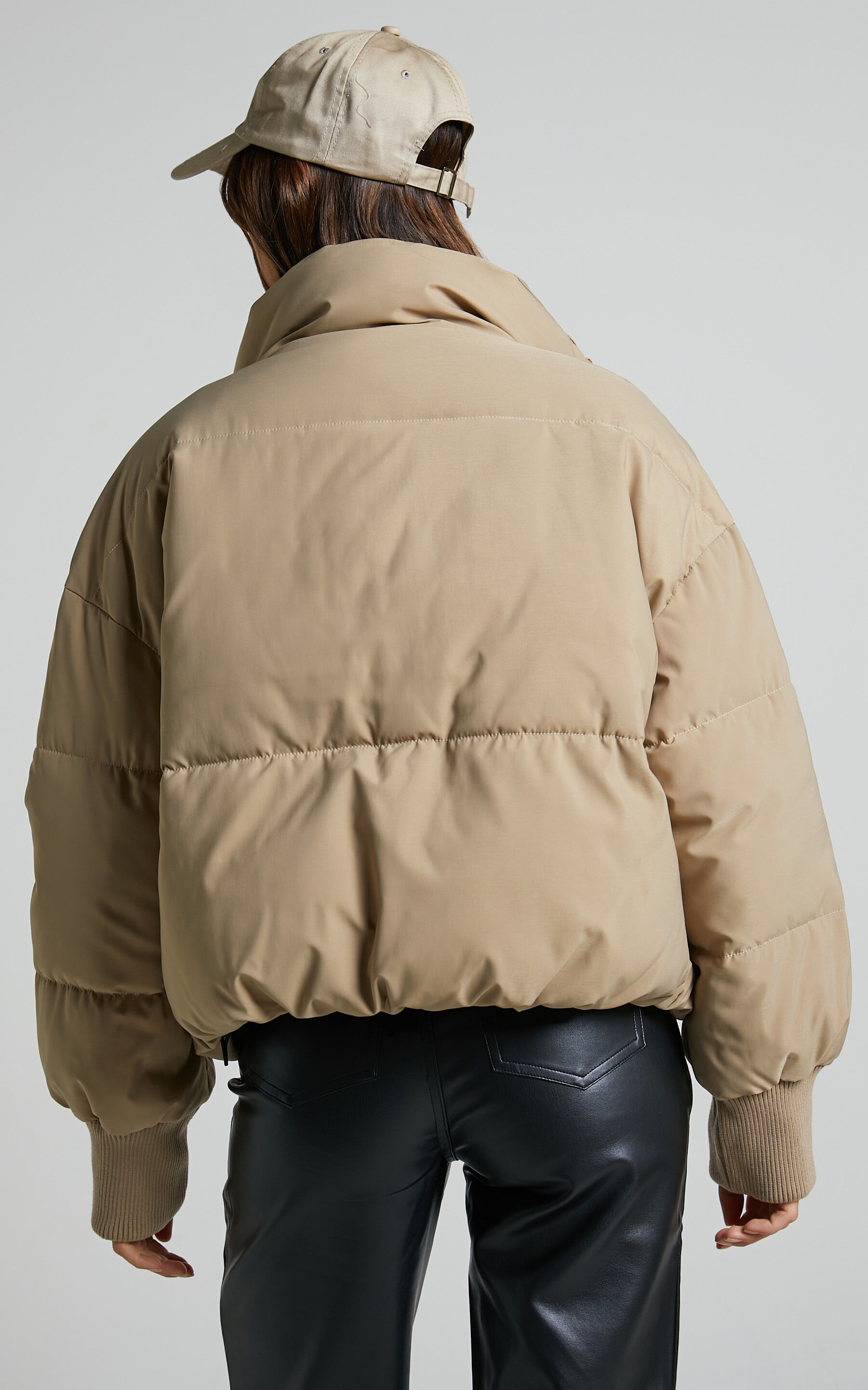 Windsor Jacket - Puffer Jacket in Beige | Showpo USA Windsor Jacket - Puffer Jacket in Beige | Showpo USA