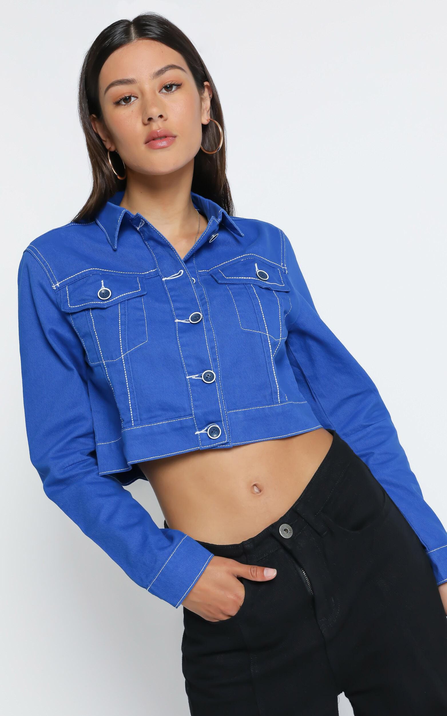 Lioness - Reign Denim Jacket in Cobalt Blue - 4 (XXS), Blue