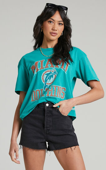 Mitchell & Ness - Ivy Arch Women's Boxy Tee Dolphins in Teal
