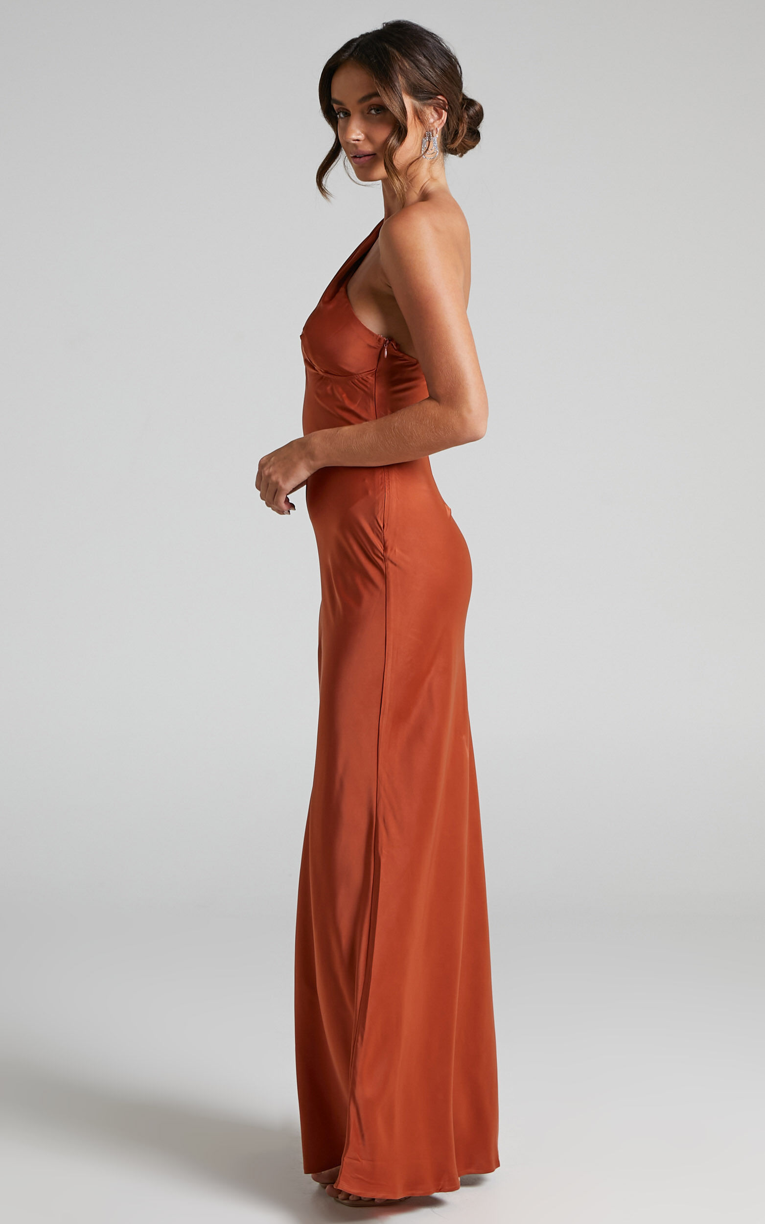Satin dress hot sale rust