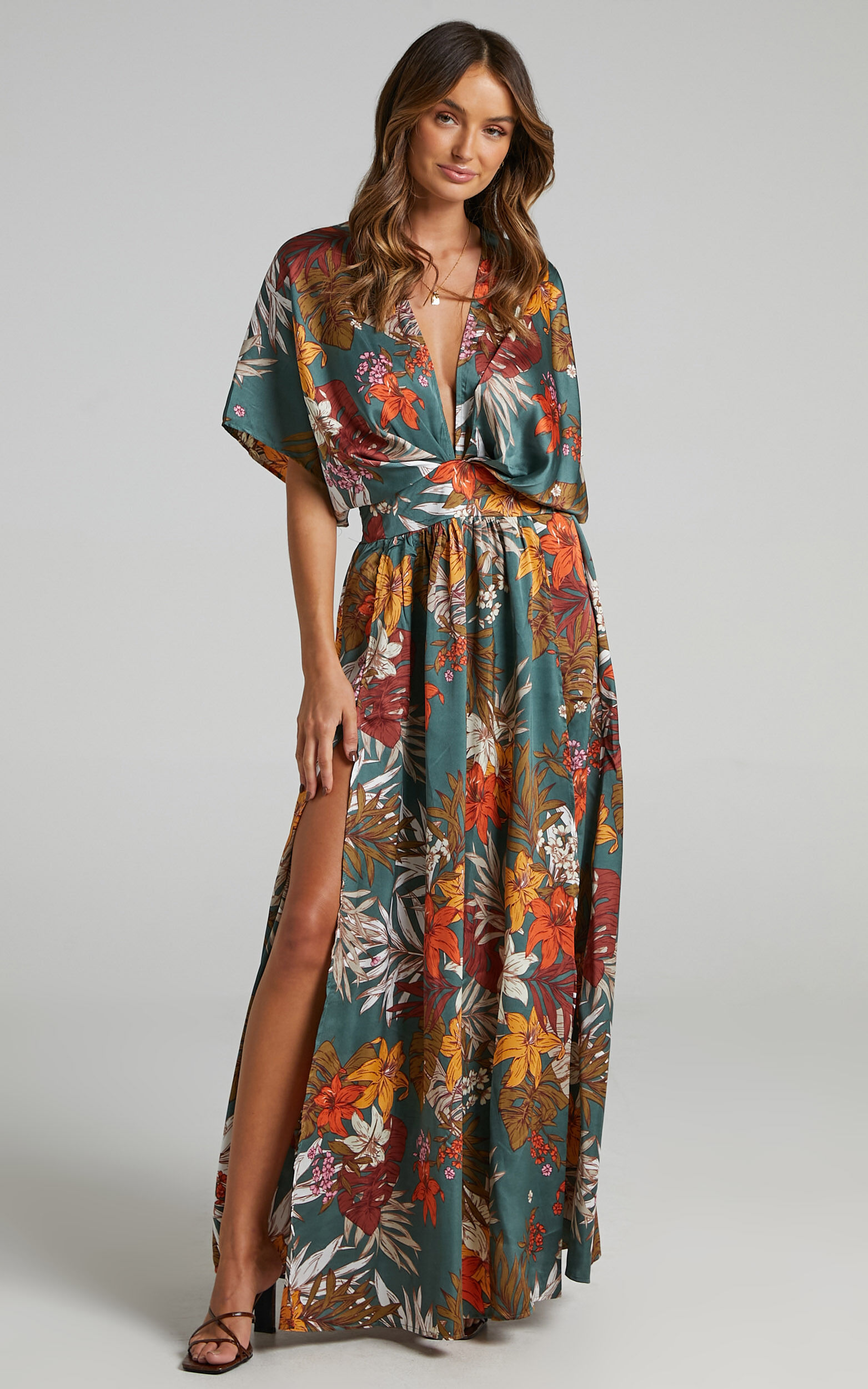 Floral new arrivals teal dress