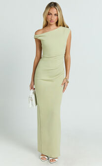 Genie Maxi Dress - Off The Shoulder Dress in Sage