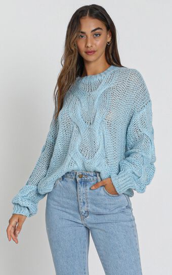 Jules Cable Knit Jumper in  Blue