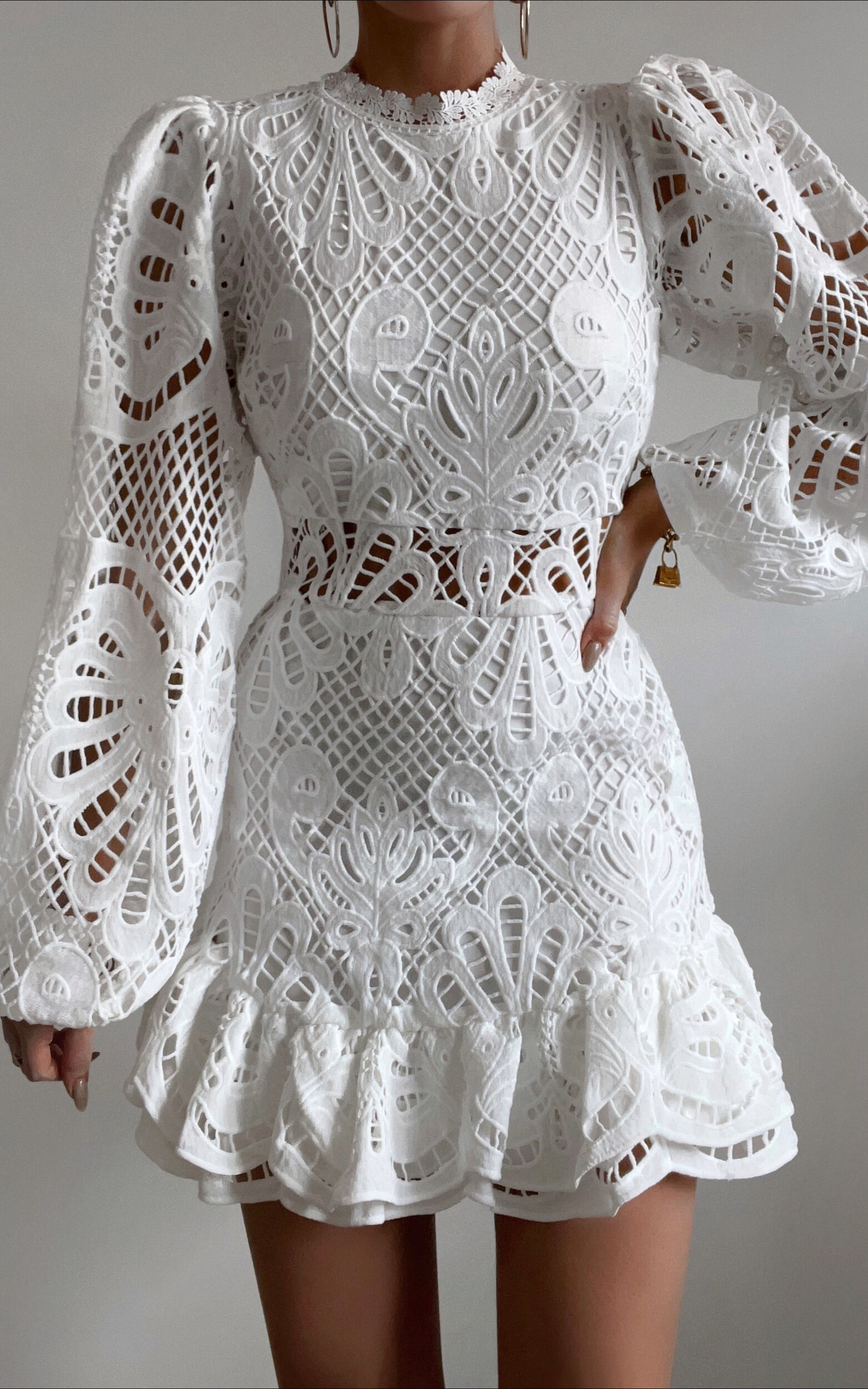 White Lace Dress with Delicate Detailing