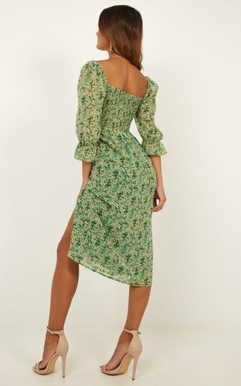 Silence Dress In Green Floral