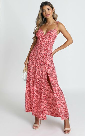 Groove On Dress in Red Floral Print