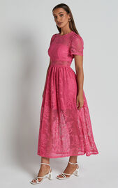 Leon Midi Dress - Short Sleeve Dress in Pink | Showpo USA