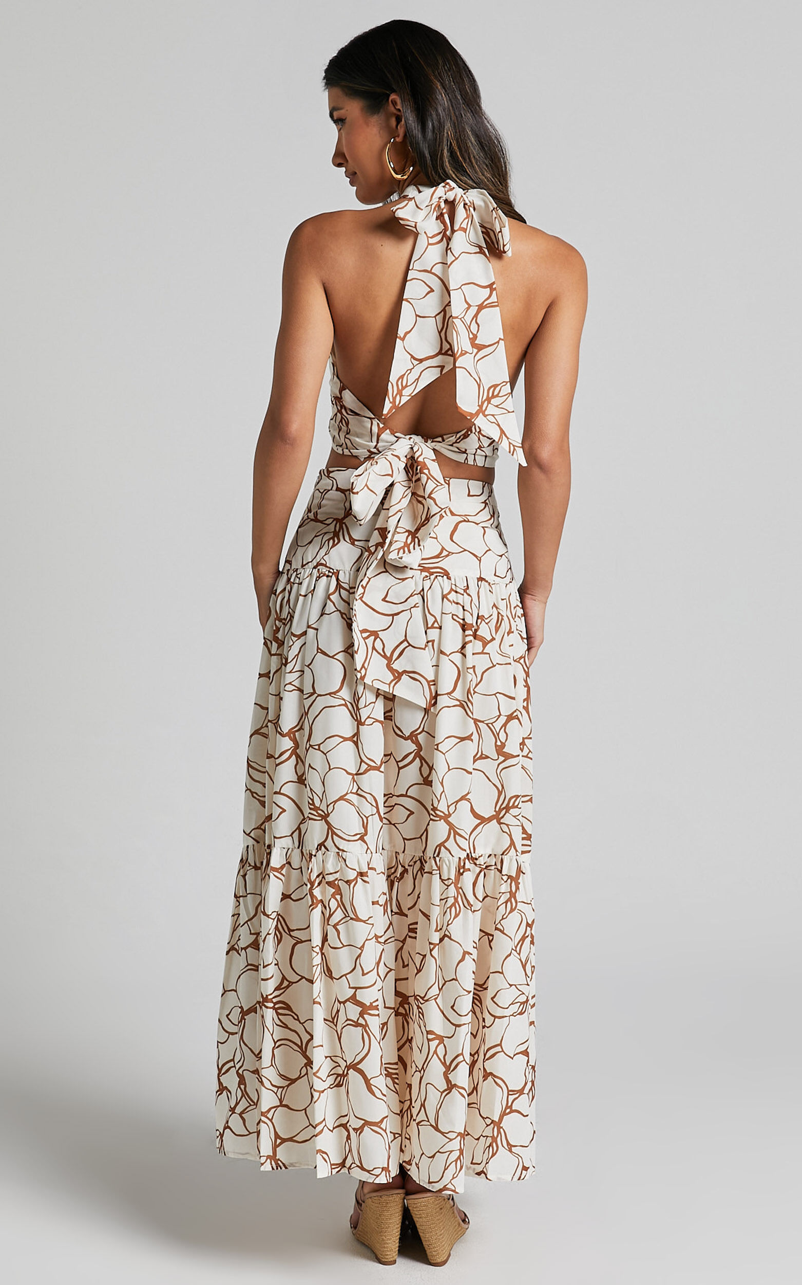 Floral halter skirt top