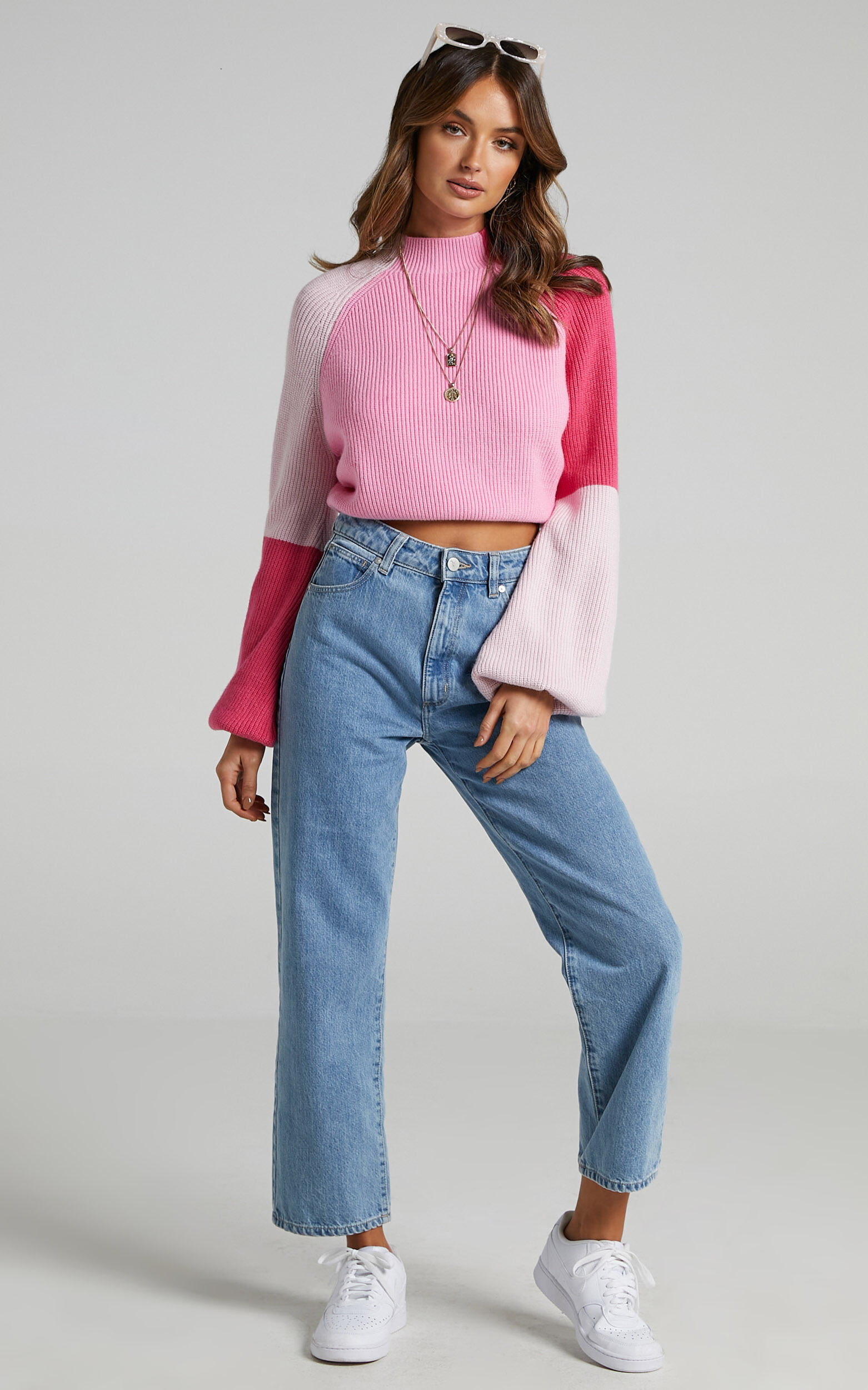 Jumper with different coloured sleeves store