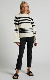 Elizena Jeans - Mid Rise Step Hem Cropped Denim Jeans in Black | Showpo USA