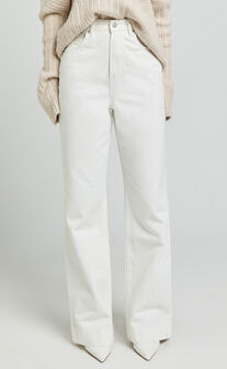 Dexter Jeans - High Waisted Straight Leg Denim Jeans in Ecru