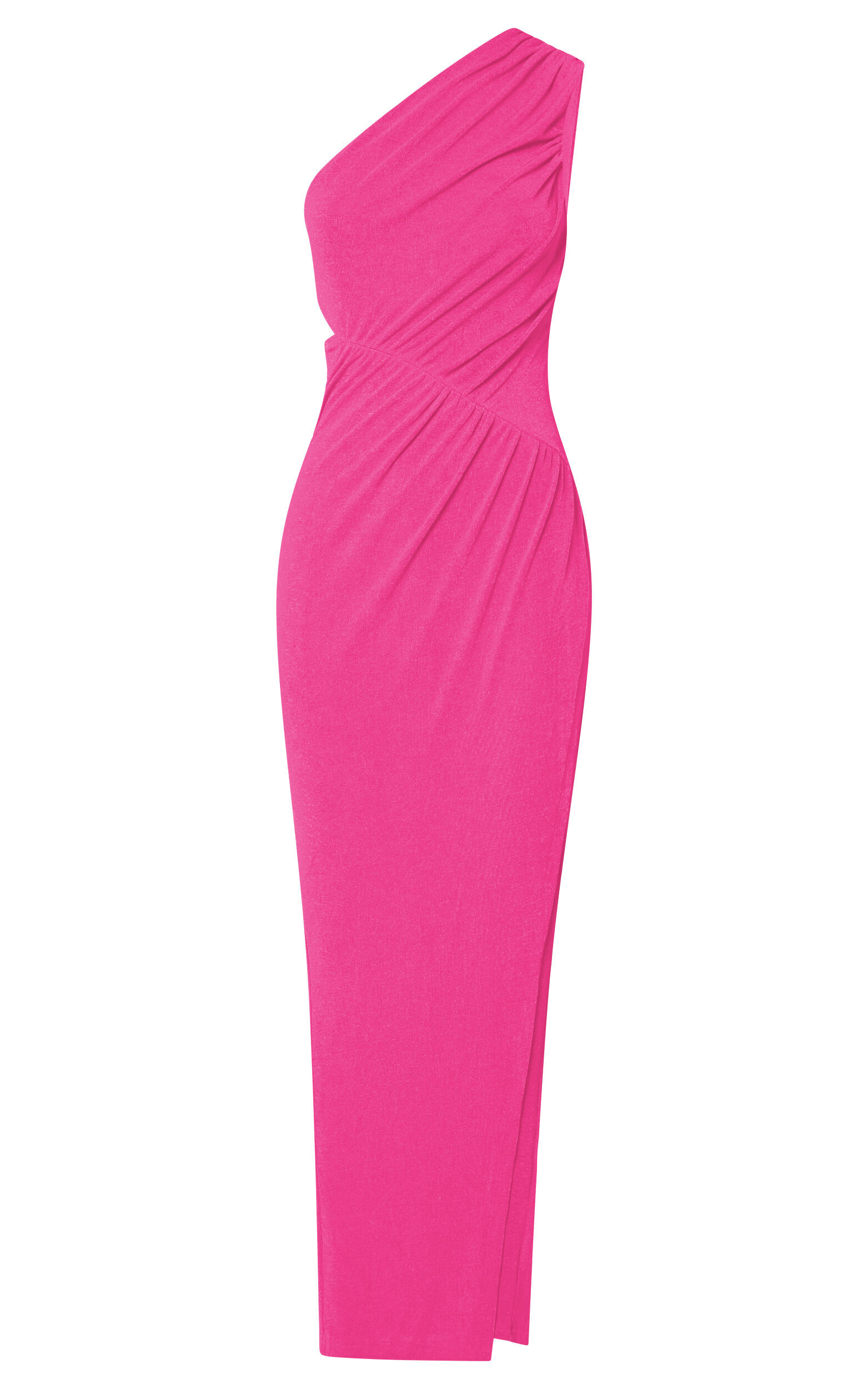 Cristle Midi Dress - One Shoulder Side Cut Out Thigh Split Cristle Midi Dress - One Shoulder Side Cut Out Thigh Split
