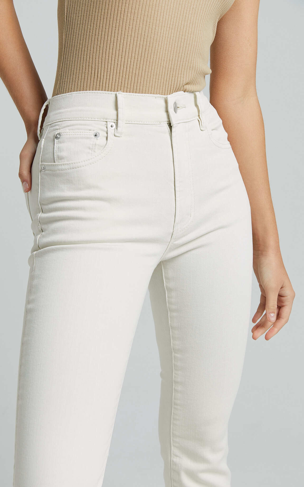 Ecru cropped jeans sales