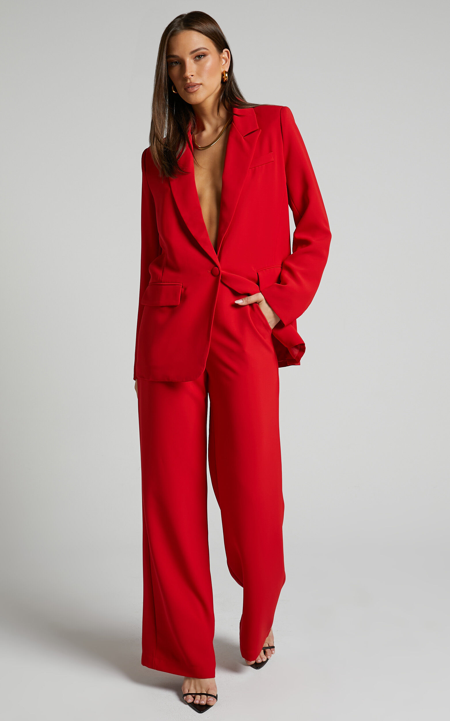Red button blazer outlet