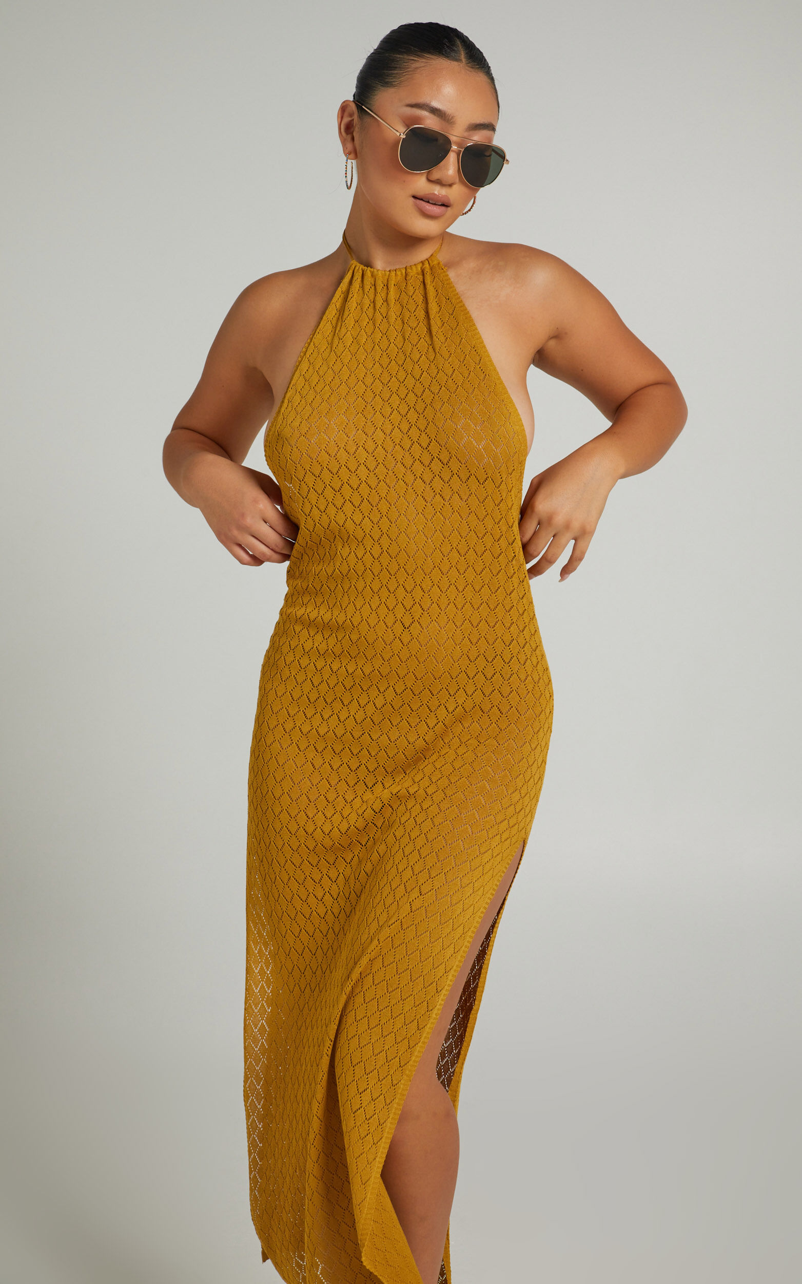 Salmee Knit Maxi Dress in Mustard