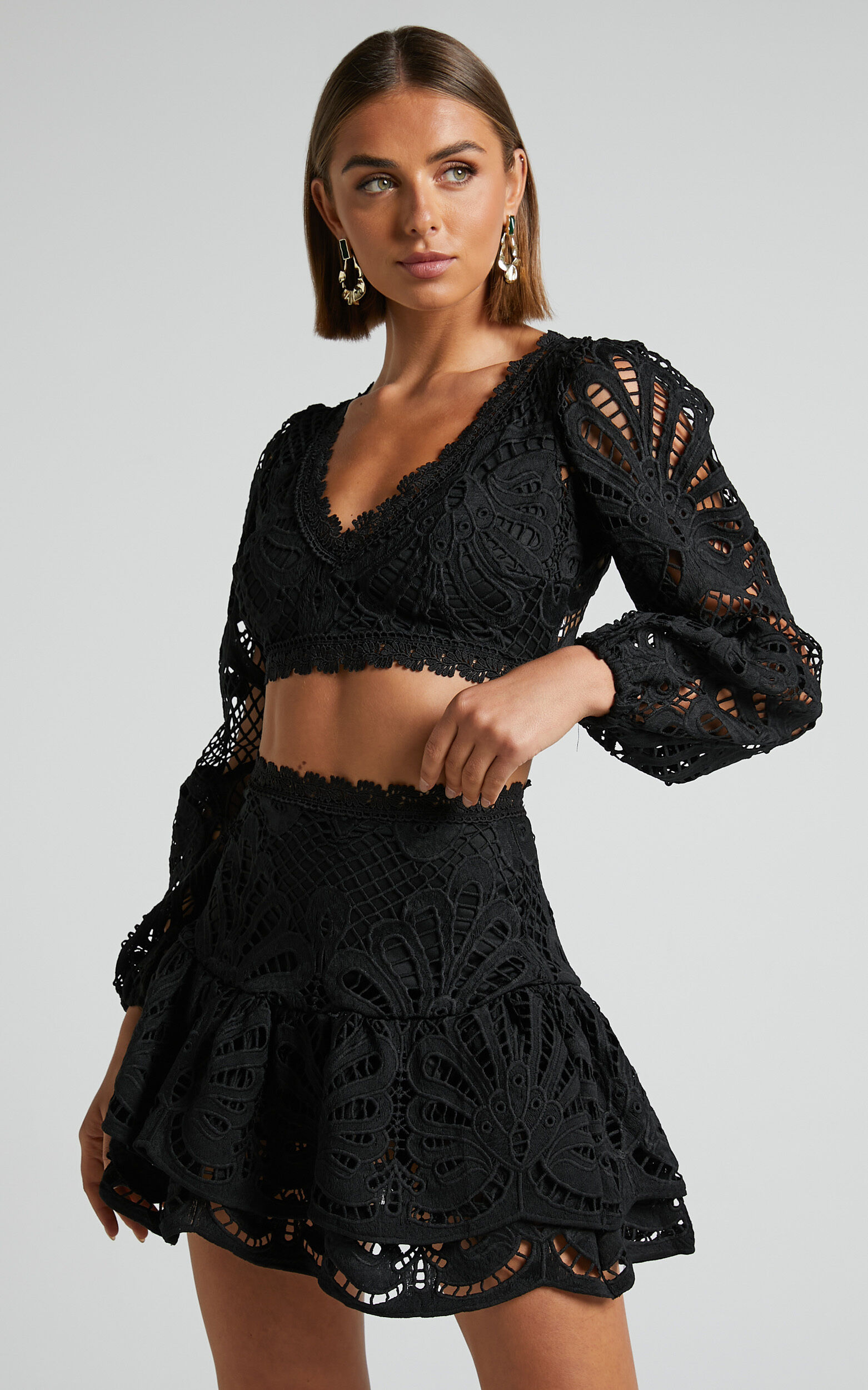 Zimmermann black 2025 lace skirt