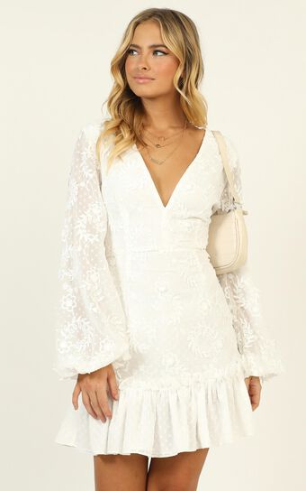 Lets Cheers For Love Dress In White Embroidery