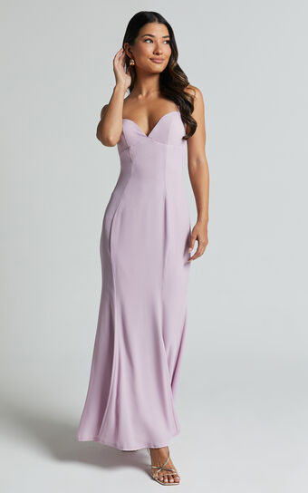 Alisha Midi Dress - Plunge Bust Cup Dress in Lilac