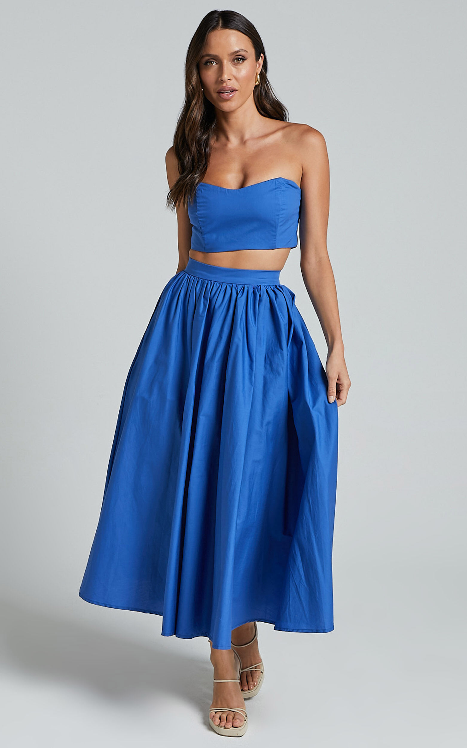 Royal blue two piece skirt set outlet