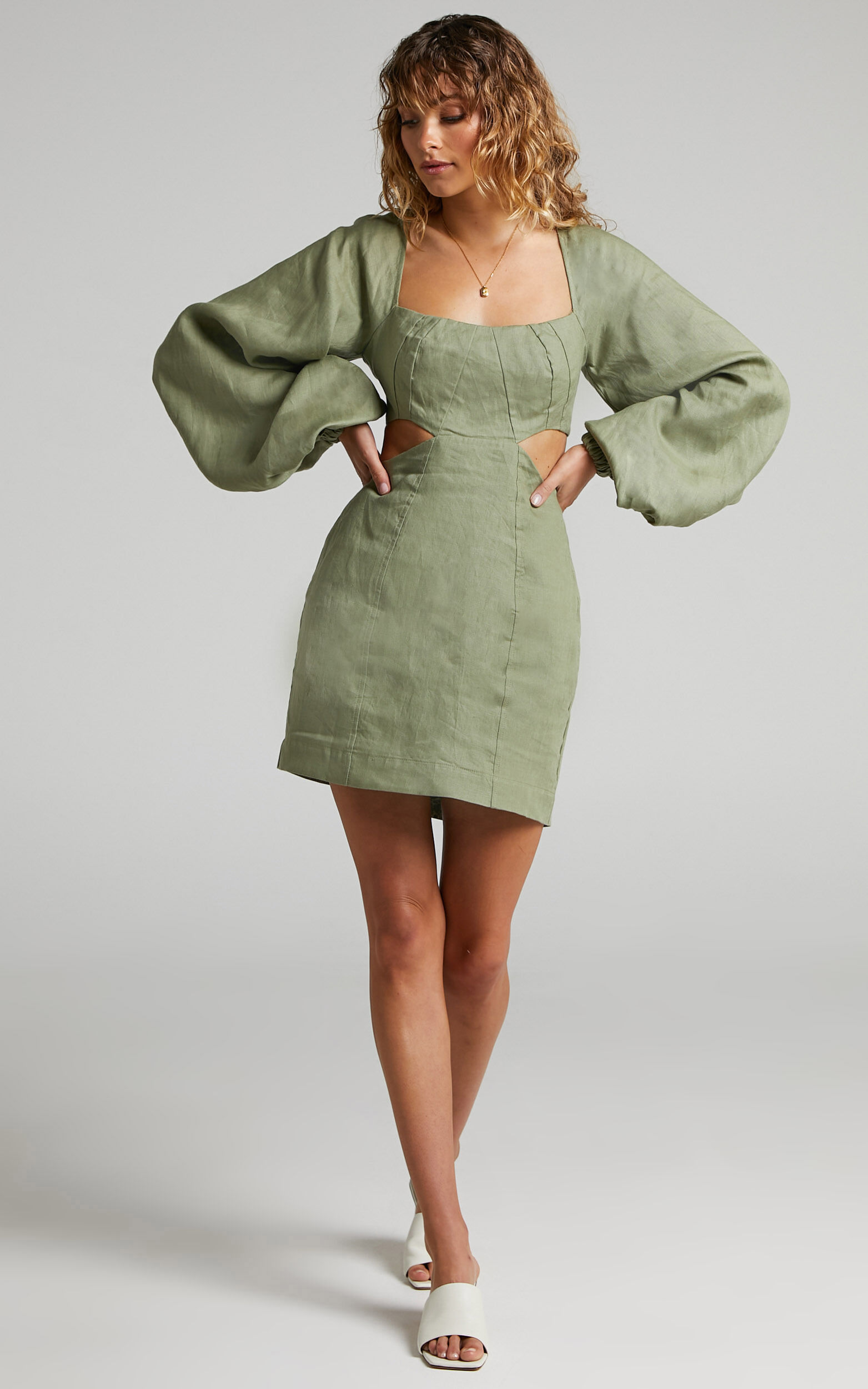 Amalie mini dress sage 2025