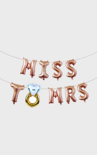 Miss To Mrs Balloon Banner in Rose Gold