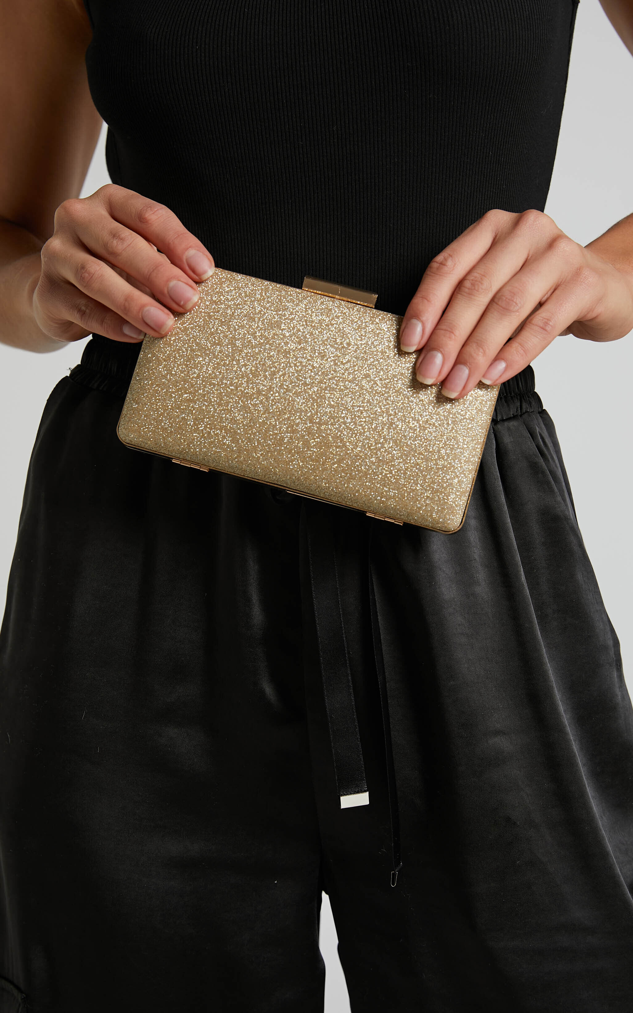 Gold discount shimmer clutch