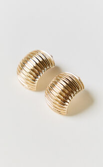 Adrienne Earrings - Ridged Hoop Earrings in Gold