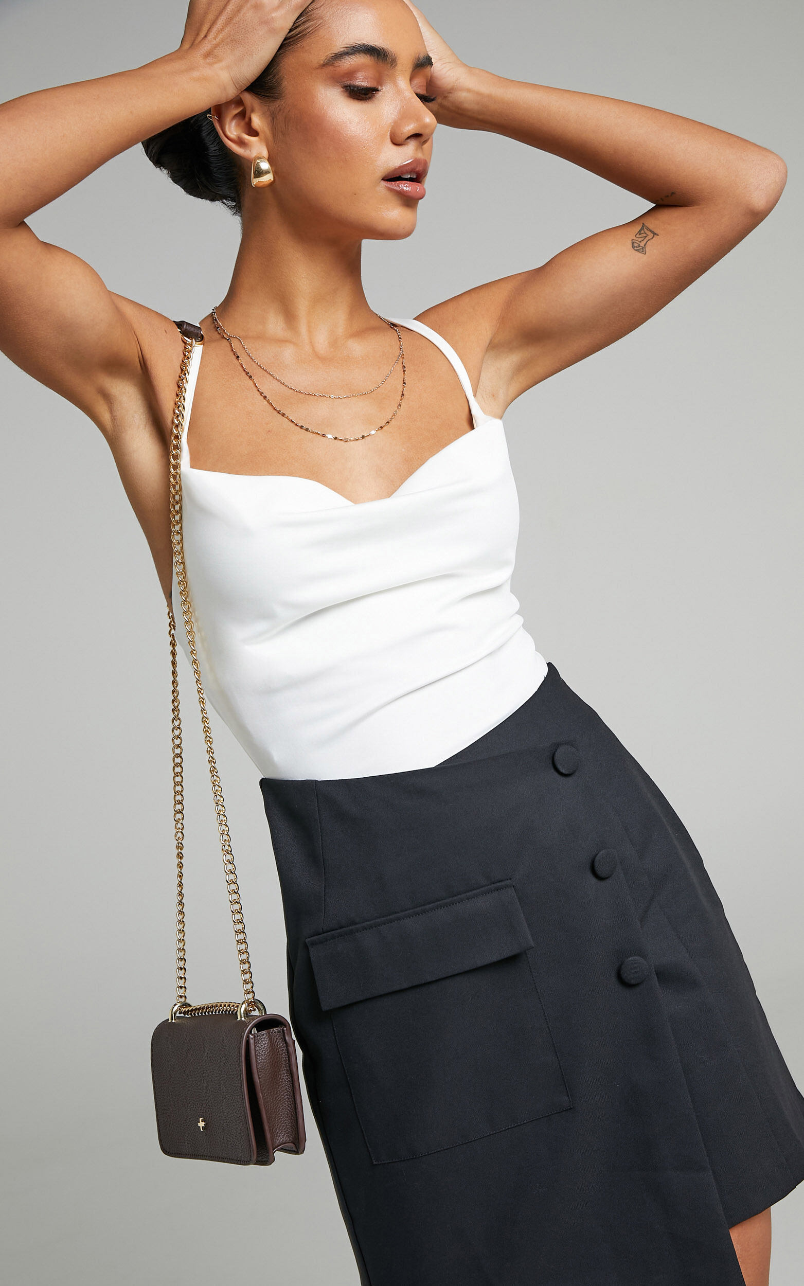 White cowl sale neck bodysuit