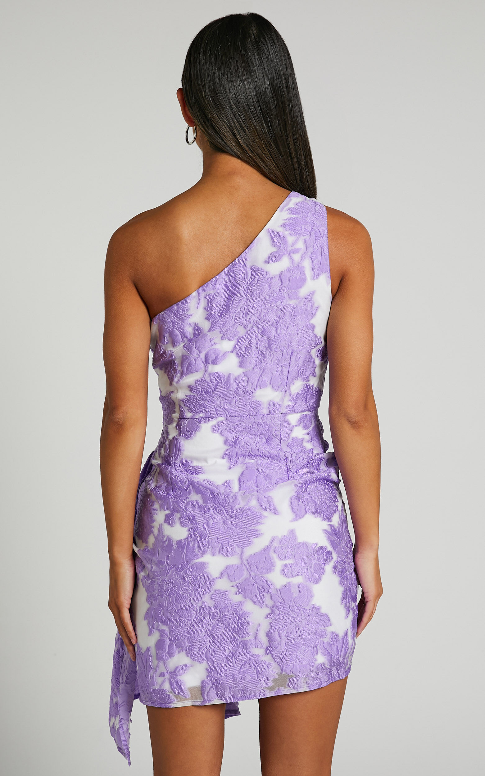 Brailey Mini Dress - One Shoulder Wrap Front Dress in Purple
