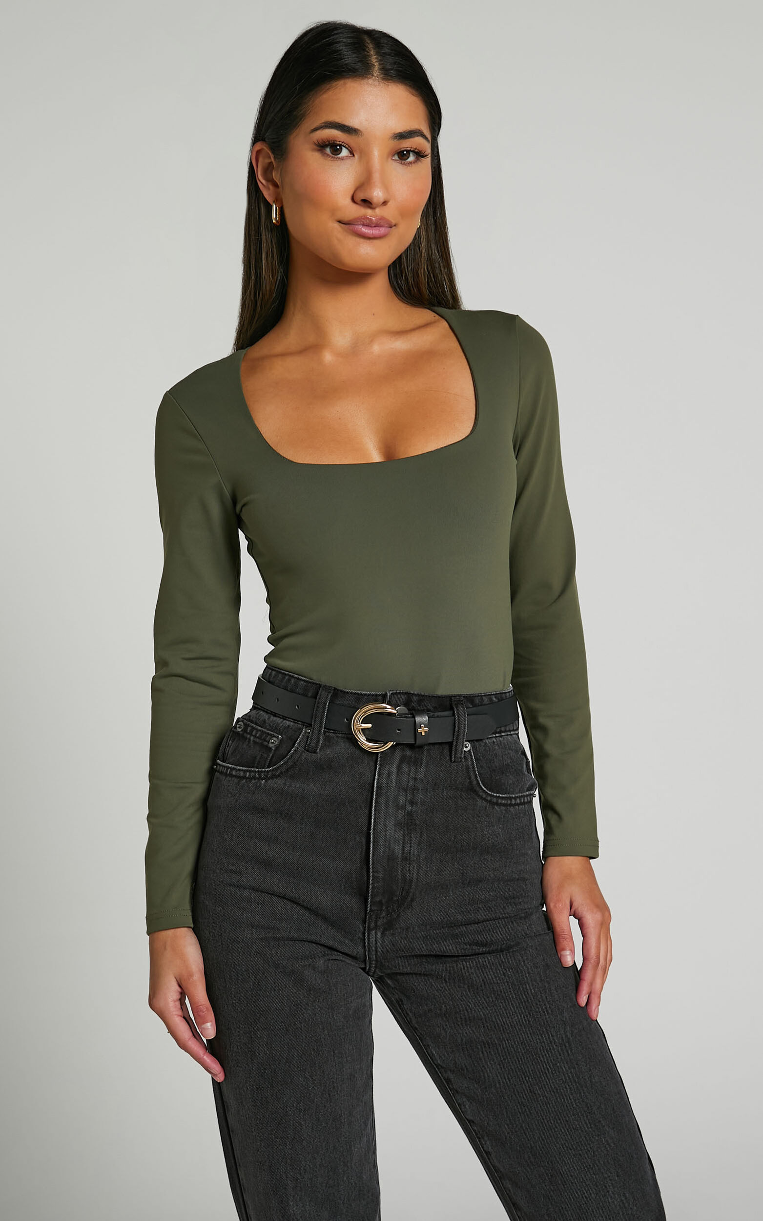 Picaurshe Bodysuit for Women Ribbed Casual Square Neck Long Sleeve Tops  Bodysuit Jumpsuit, A-green, S : Buy Online at Best Price in KSA - Souq is  now : Fashion