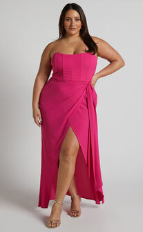 Abigail Maxi Dress - Bodice Tie Dress in Mulberry