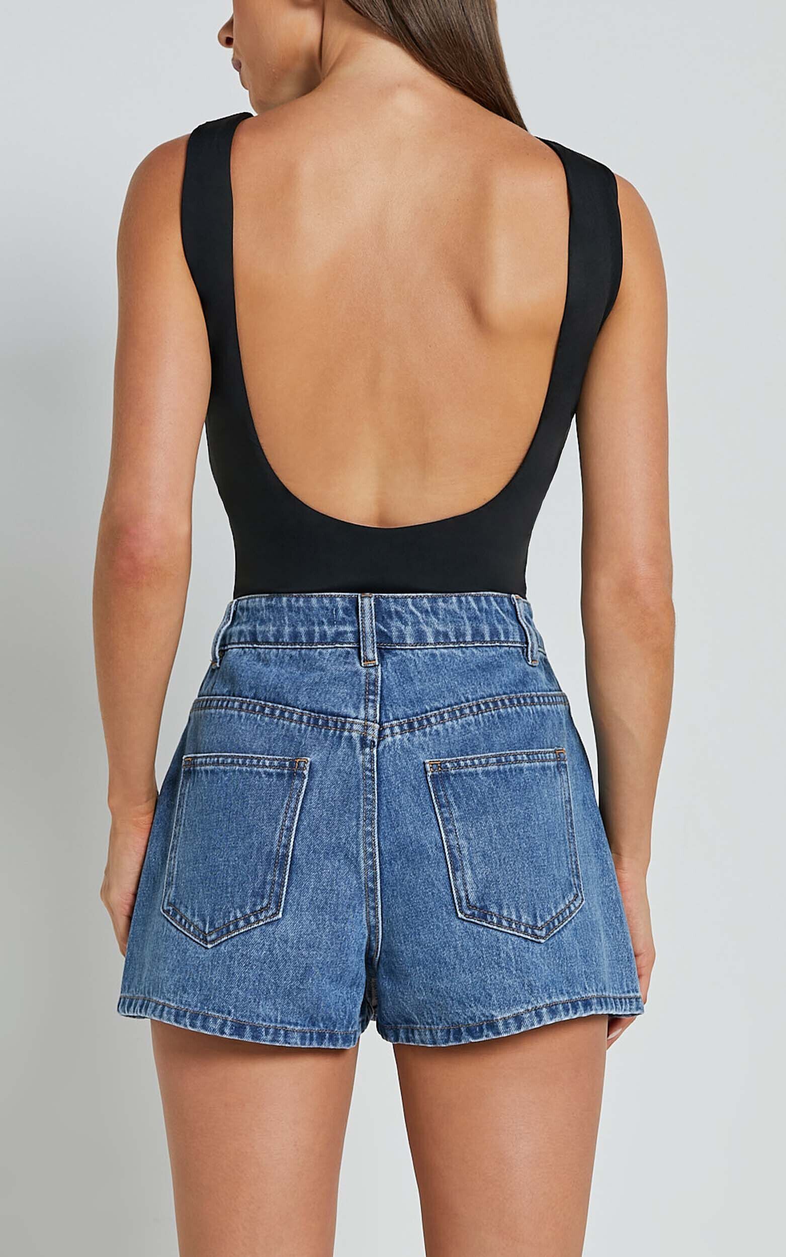 Harriet Skort - Mid Waisted Recycled Denim Skort in Mid Blue Wash | Showpo USA