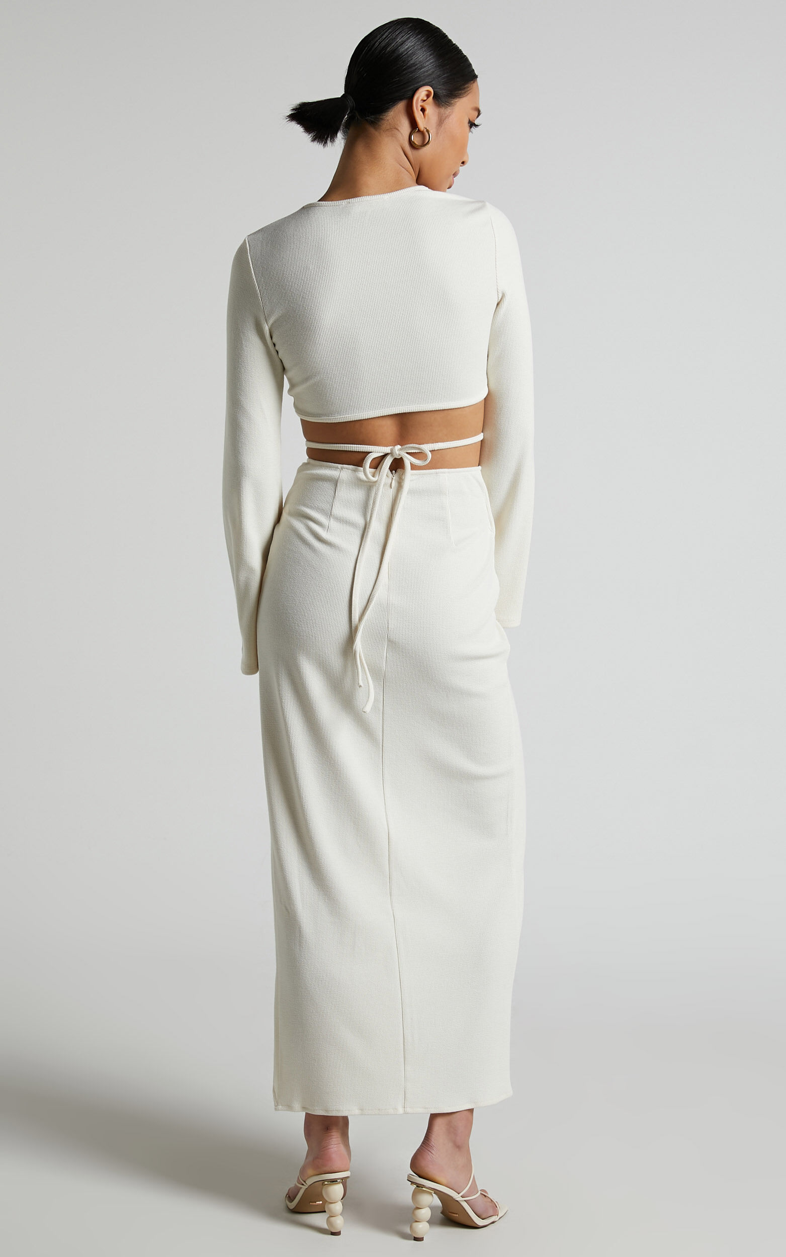 Cream wrap midi skirt sale