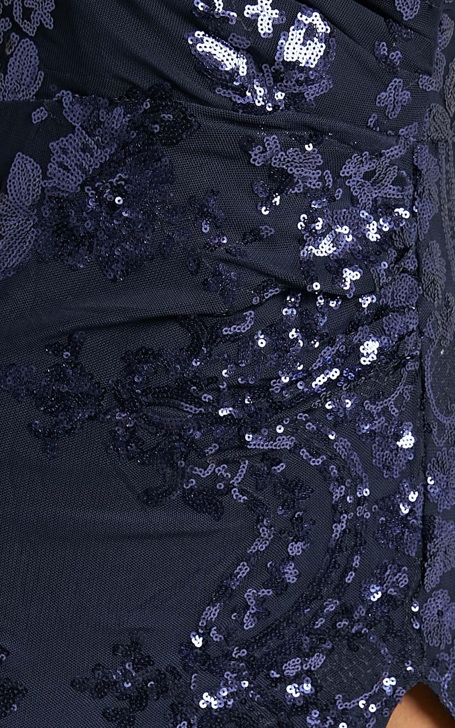 Navy sequin split maxi dress hot sale