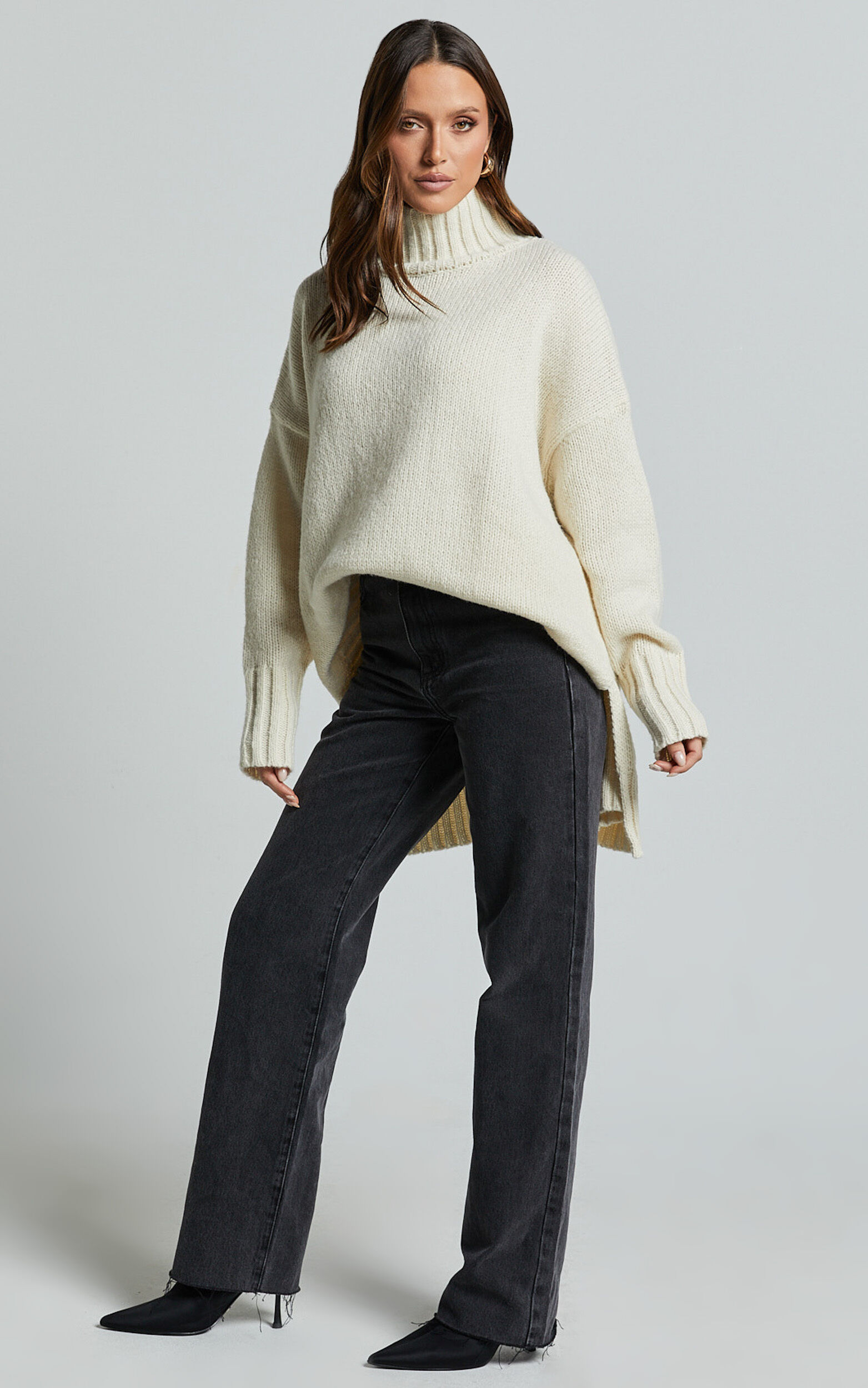 Cream turtle neck jumper shop