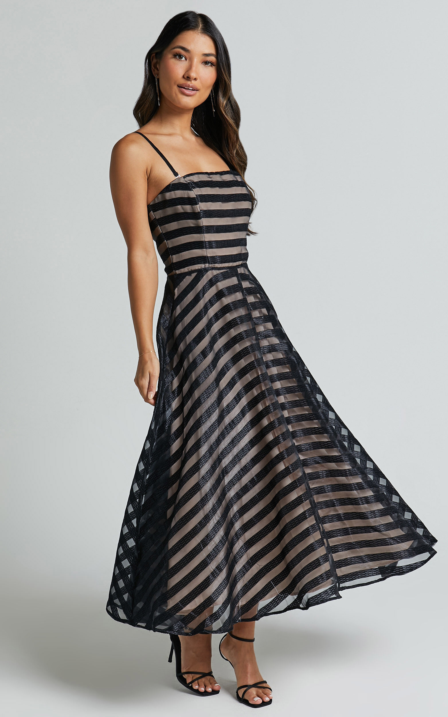 Sheer striped dress top