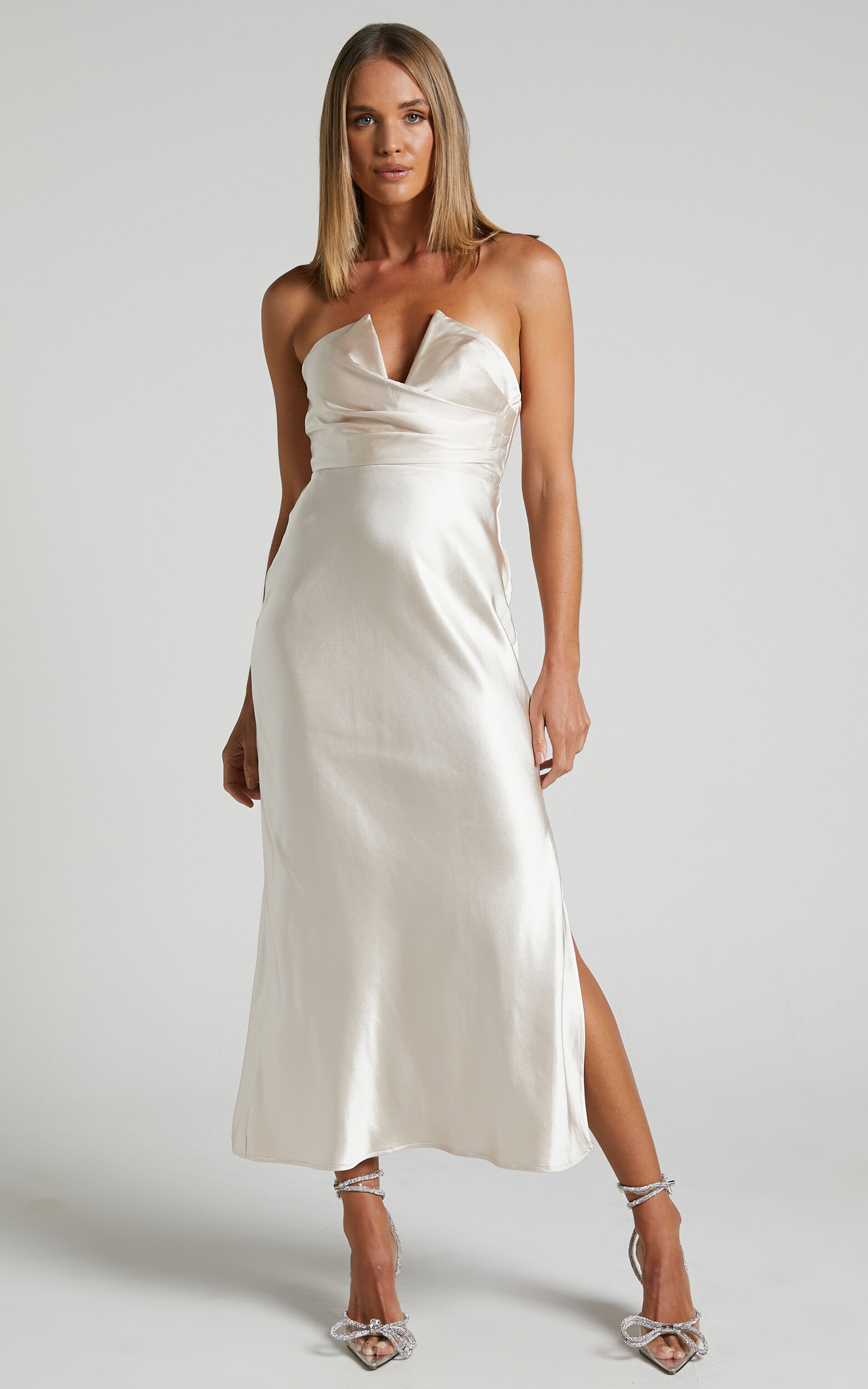 Satin midi dress champagne cheap