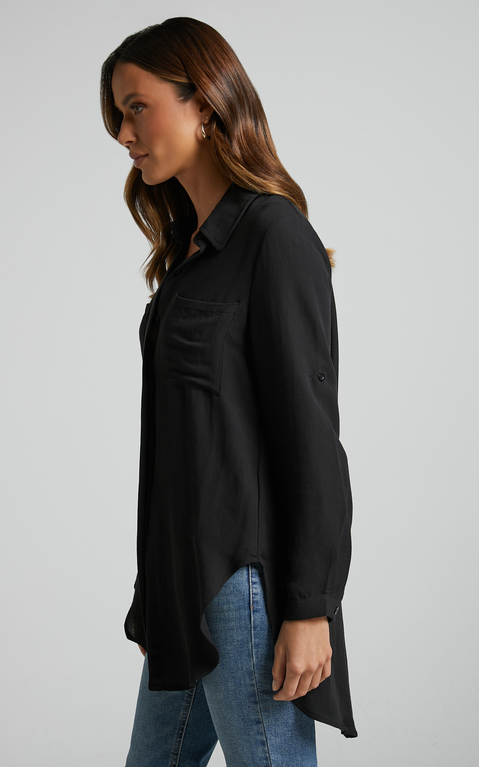 Black button up shirt hot sale